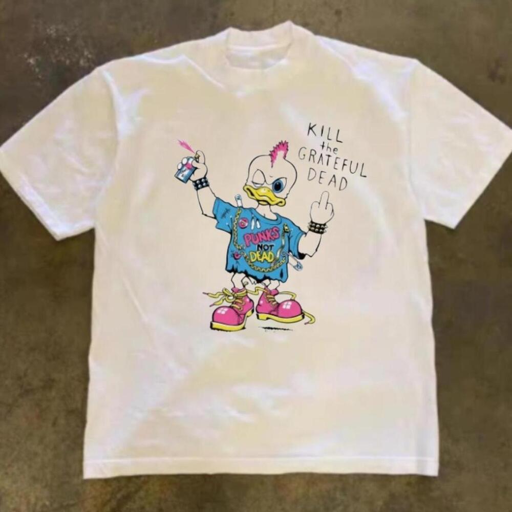 Gildan Men White T-Shirt, White Grateful Dead Graphic Tee